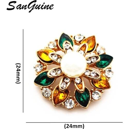 Newest 10pcs/lot New Snap Jewelry Ginger Rhinestone Flower 18mm Snap Buttons for Metal Snap Button Bracelet Bangle for Women