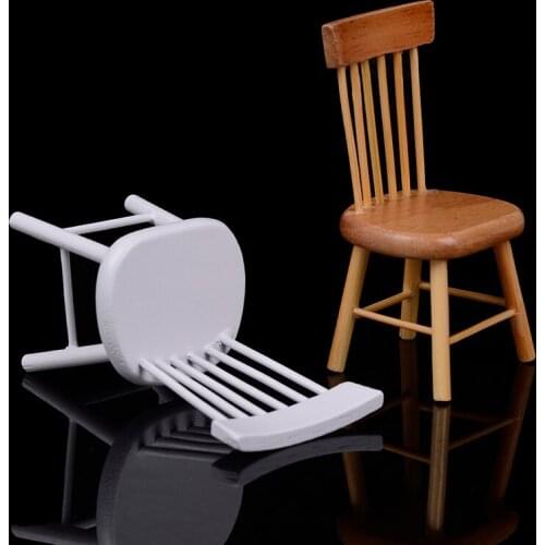 New Wooden Chair 1:12 Scale Classic Pretend Play Furniture Toys for Children Kids Dollhouse Miniature Furniture Toy