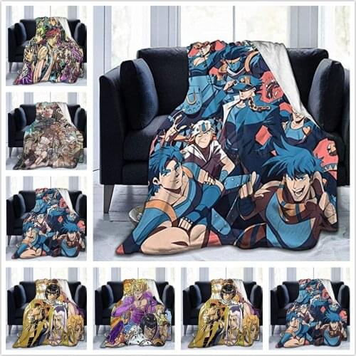 JoJos Bizarre Adventure Blanket Flannel Throw Blankets Micro Fleece Cozy Plush Covers for Bed Car and Home Decoration