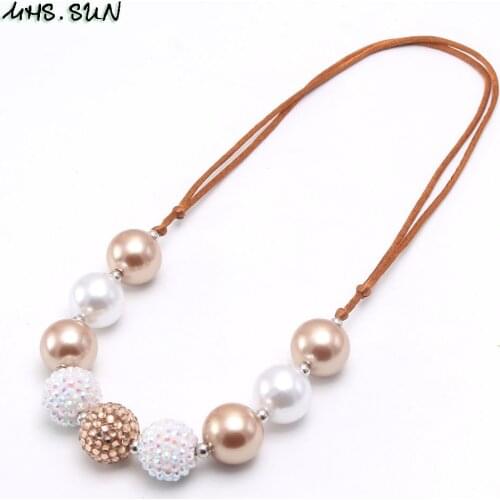 MHS.SUN baby kids bubblegum beads necklace with adjustable rope chain fashion girls chunky jewelry choker for party hot sale