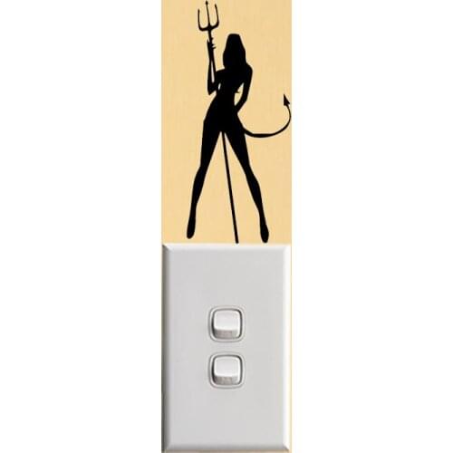 Naughty Devil Woman Sexy Wall Stickers Bedroom Vinyl Switch Decal 6SS0189
