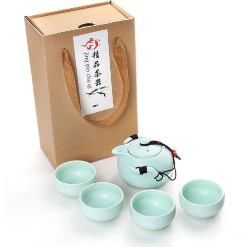 Embed Life Outdoors Portable Travel Teapot Set With 4 Mini Cups Porcelana Japanese Tea Set Gaiwan Kung Fu Tea Ceremony Set