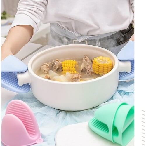 4PCS Silicone Kitchen Organizer Insulated Heat Pot Clips Microwave Oven Gloves Hot Plate Clip Anti-scald Thicken Kitchen Accesso