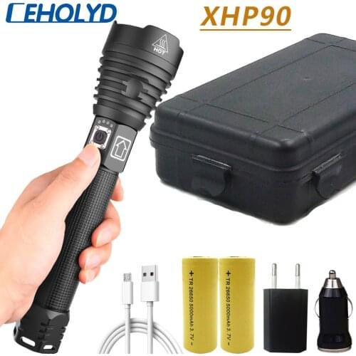 Led Flashlight XHP90 most powerful flashlight usb rechargeable torch xhp50 xhp70 hand lamp 26650 18650 Battery flash light