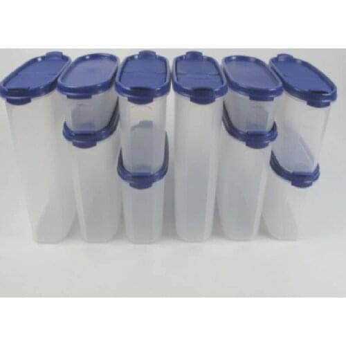 Tupperware Oval Series Dry Food Storage Container 2,3L (2) + 1,7L (2) + 1,1L(4) + 500ml (2) Blue Pouring Modular