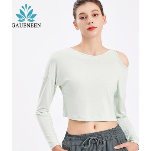 GAUENEEN Fitness Long Sleeve Crop Top Sports Top Women Quick Dry Yoga Shirts Sportswear Female Gym Running Workout T-shirts