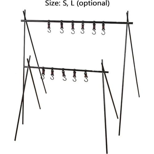 ShineTrip Outdoor Cookware Hanging Rack Triangular Pot Pan Camping Light Tools Hanging Campsite Storage Rack Hook Clothes Hanger