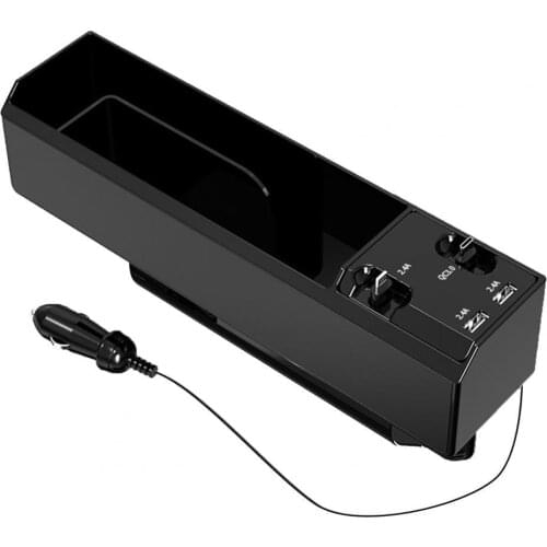 Universal Car Seat Gap Storage Box Organizer Dual USB Charger Wallet Phone Cup Holder Crevice with Auto Charging Cable