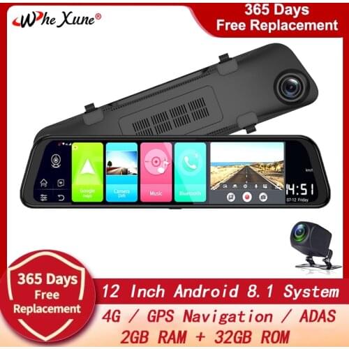 WHEXUNE New 12 Inch Android 8.1 2GB+32GB ADAS Dash Cam Car DVR Mirror Camera 4G WIFI GPS Bluetooth Full HD 1080P Video Recorder
