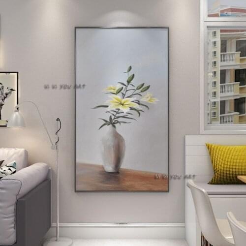 Handmade Oil Painting Modern Flowers Minimalist Abstract Wall Art On Canvas For Office Living Room Decorations