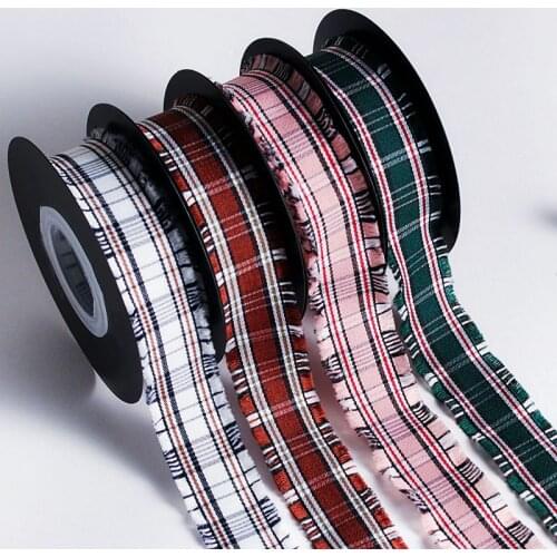 1 '25mm plaid ribbon 10 yards DIY handmade material hair bow clothing bags material bow accessories crafts Virtual edge