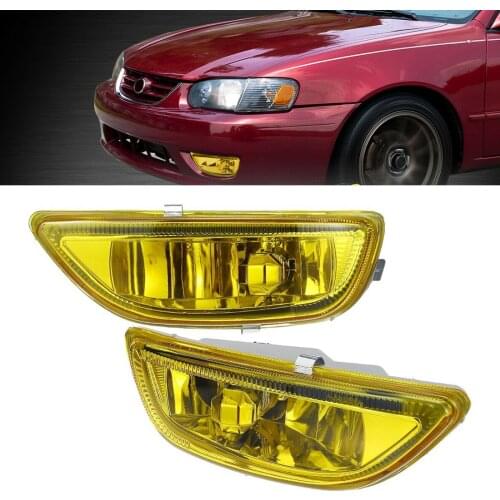 1 Pair 81220-02030 81210-02040 Car Yellow Lens Front Bumper Fog Light Lamp Fit for Toyota Corolla 2001 2002 Replacement
