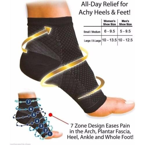 1 Pair Ankle Heels Support Socks Women Men Compression Socks Foot Sleeve Heel Arch Support Pain Relief Sock