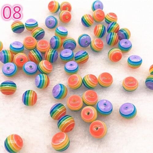 6/8MM 50pcs DIY Bracelet Accessories Children Handcraft Department Round Transparente Resin Stripe Beads for jewelry Findings #C