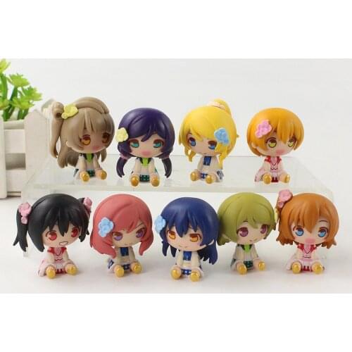 9pcs/set 4.5cm Love Live Cartoon Q Version Dolls Honoka Kousaka Nishikino Sonoda PVC Action Figure Model Toys