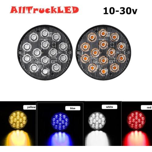 2x 14 LED Car Truck Light Emergency Signal Beacon Warning Hazard Flash Waterproof IP67 Round Lamp Safety Semaphore Strobe Light