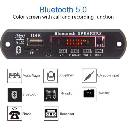 Bluetooth 5.0 Car MP3 Decoder Board 5V 12V 3.5 mm AUX WMA FLAC/APE FM Radio Player TF Card USB Audio Car Kit Accessories Remote