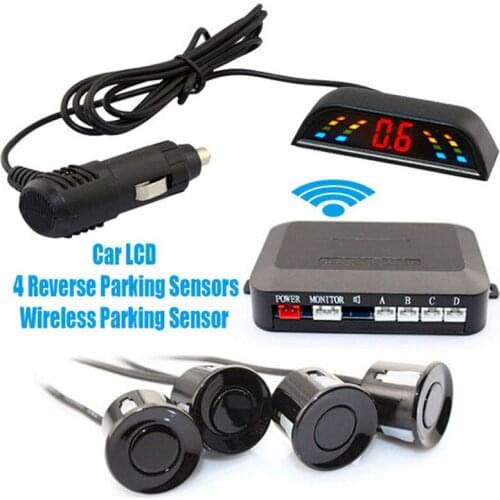 Wireless 2.4 GHz Transmitter Receiver Kit Car LED Parking Sensor with 4 Sensors 7 Colors + Sound Alarm BIBIBI . Easy to install