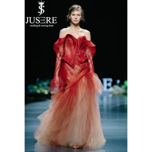 2019 Burgundy Prom Dress Embroidery Pleat Off The Shoulder See Through Floor Length Sleeve Party Dresses robe de soiree