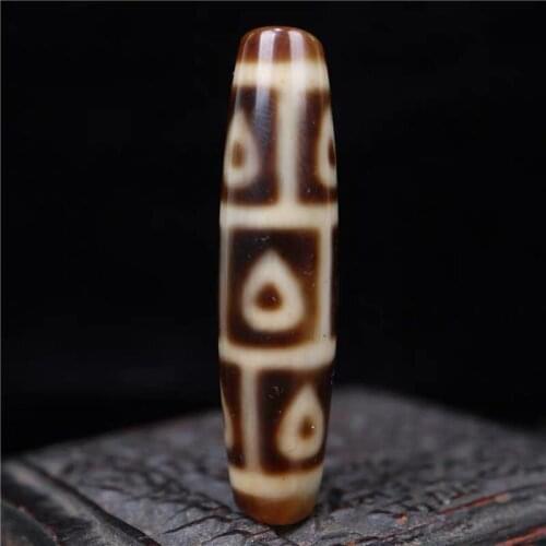 Tibet to pure 9 eyes lotus heart-shaped tooth yellow dzi beads 13 * 53mm weathered agate dzi beads horseshoe pattern pendant