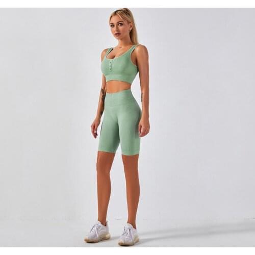 Custom Black Blue Pink Yellow Sexy Women Sport Fitness Seamless High Waist Pants And Compression Bra Yoga Set