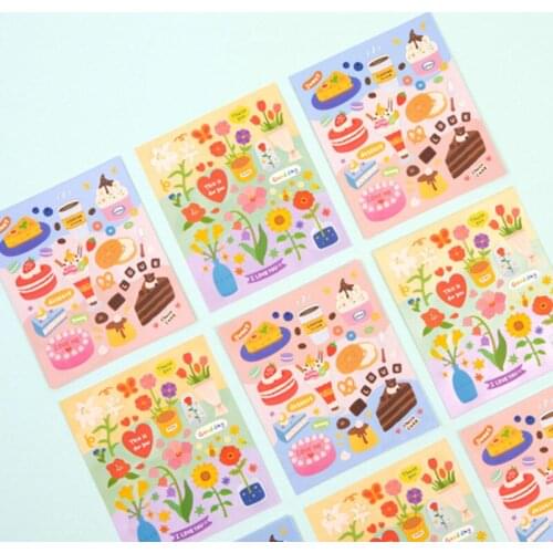 Flowers Dessert Decorative Sticker Cartoon Traceless Movable Sealing Paster Mobile Phone Notebook Stationery diy Cute Stickers