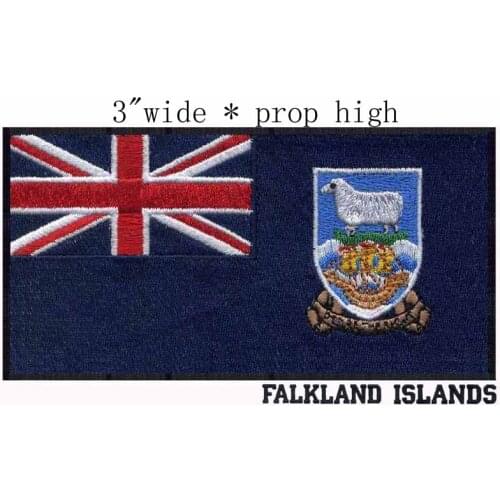 Falkland Islands Flag 3" wide embroidery patch for scout/bolsas/white sheep