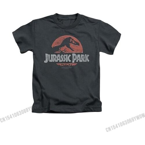 Jurassic Park Boys' Faded Logo Childrens T-Shirt Charcoal Cotton Customized Tops & Tees Funny Men T Shirt Design