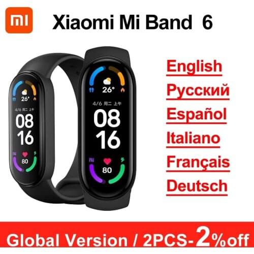 Global Version Xiaomi Mi Band 6 Smart Bracelet AMOLED Miband 6 Fitness Traker Heart Rate Waterproof Smart Band multi-language