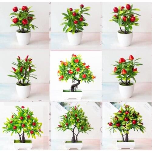 Artificial Plants Bonsai Mandarin Orange Fruit Tree Potted for Home Wedding Room Decoration Flower Hotel Party Decor Fake Potted