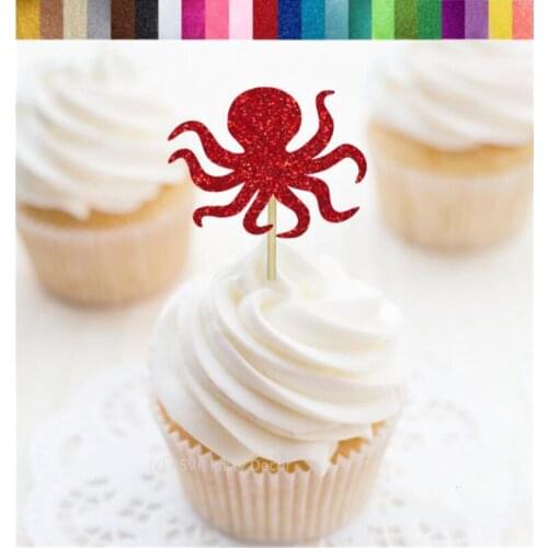 Custom Octopus Cupcake Toppers, Octopus Party Decor, Ocean Party Decor, Beach Cupcake Toppers, Under the Sea Party Supplies