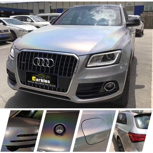 CARBINS Film Laser Diamond Silver Vinyl Car Wrapping High Quality 3m psychedelic color changing laser pearl effect
