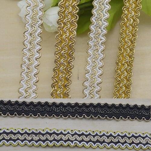 5m Gold White Bullion Centipede Lace Trim DIY Accessories Wavy Sewing Webbing Braided Lace Edge For Cushion Curtain Decoration