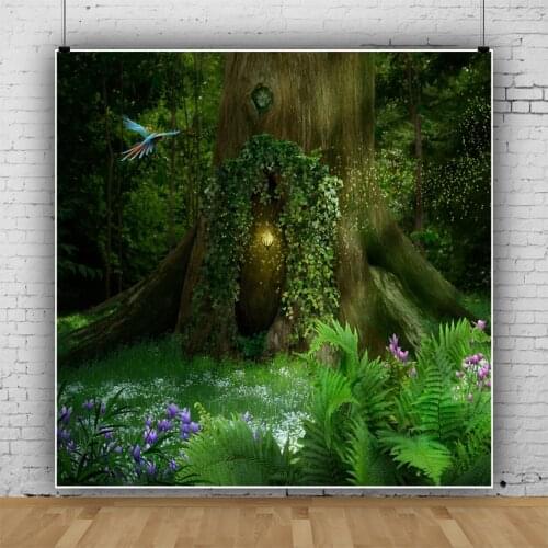 Laeacco Fairy Tale Wonderland Lark Giant Trees Photocall Background Baby Child Customized Poster Portrait Photography Backdrops