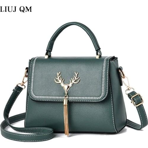 LIUJ QM Goddess Bags Female 2021 New Simple And Versatile Deer Head Shoulder Bag Large Capacity Ladies Portable Messenger Bag