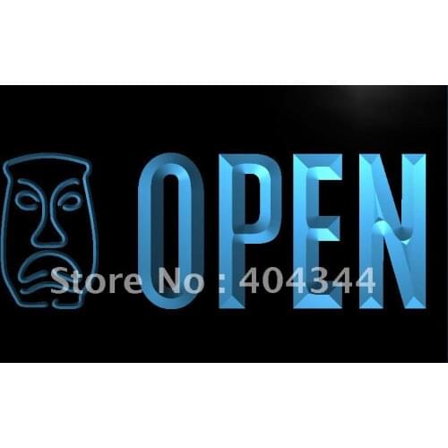 LK832- OPEN Tiki Bar Mask Beer Pub NEW LED Neon Light Sign home decor crafts