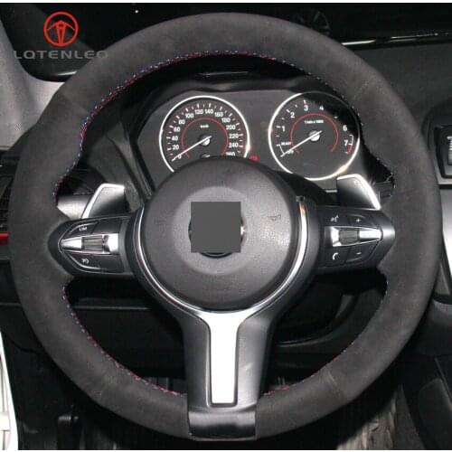 LQTENLEO Black Suede DIY Hand Car Steering Wheel Cover for BMW M2 F87 M3 F80 M4 F82 F83 M5 F10 M6 F06 F12 F13 X5 M F85 X6 M F86