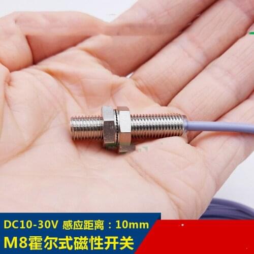 M8 magnetic proximity switch Hall Connector induction magnet 10mm three-wire NPN normally open