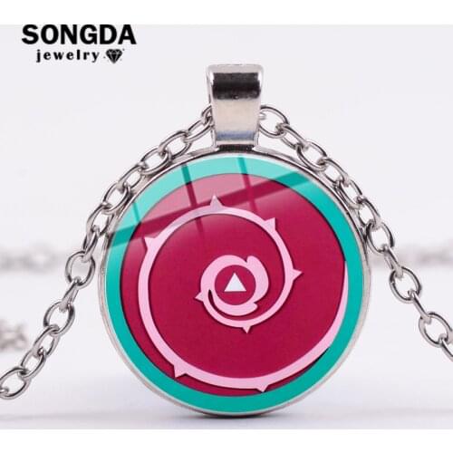 SONGDA Fashion US Animax Steven Universe Shield Necklace Cosplay Silver Plated Chain Glass Dome Pendant Necklace Fans Otaku Gift