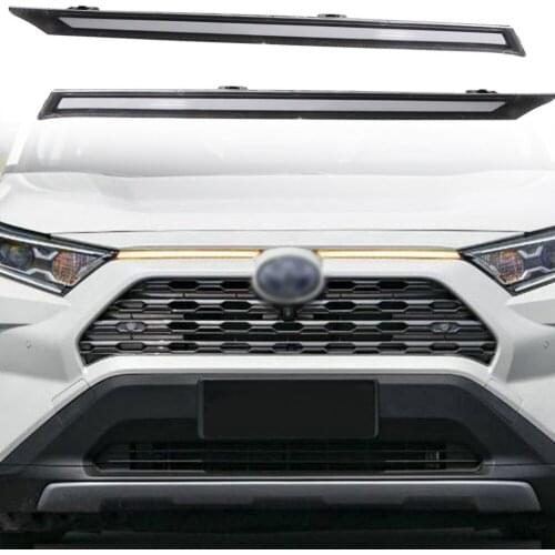 MOVOTOR Automobile Cover Decoration LED Light White DRL Amber Turn Signal Front Fog Light For Toyota-RAV4 2019 2020