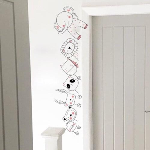 Cartoon Funny Animal Stacking Arhat Wall Sticker Door Cupboard Wall Edge Wallpaper Kids Room Bedroom Art Decor Nursery Stickers