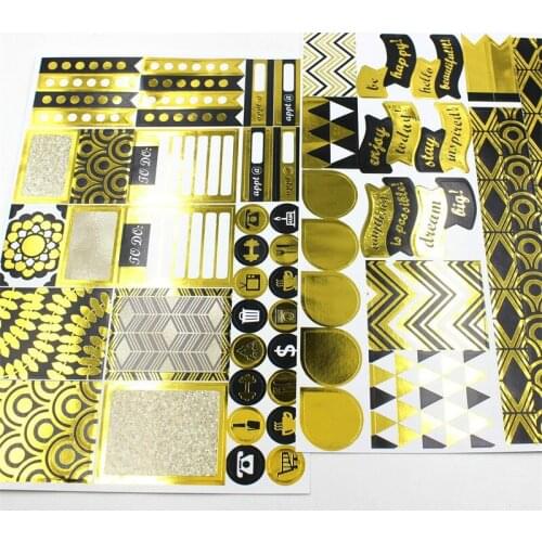 Foil Gold Vintage Planner Stickers Set for Scrapbooking Happy Planner/Card Making/Journaling Project