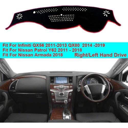Car Dashboard Cover Carpet Cape Dashmat For Nissan Patrol Y62 2011-2018 Armada 2018 For Infiniti QX56 2011-2013 QX80 2014 -2019