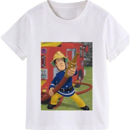 2020 New Children Boy Girls Cartoon Fireman Sam T-shirt Children Short-sleeved T-shirt O-neck Summer Kids Clothing Baby Clothing