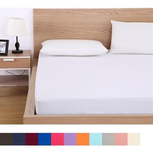 Solid Fitted Sheet Mattress Cover with all-around Elastic Rubber Band Bed Sheet