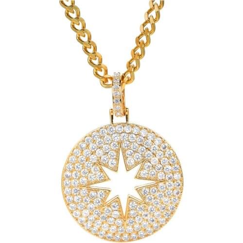 Necklace hip hop pendant inlaid AAA + zircon hollow star hip hop couple gift necklace jewelry wholesale