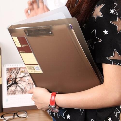 Clear Colors A4 Paper Organizer File Folder 2 Lever Clip Board Plastic Folders For School Office Document Organizer