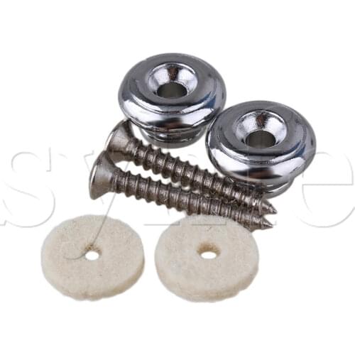 PAIR CHROME GUITAR STRAP BUTTONS FOR ACOUSTIC GUITAR BASS