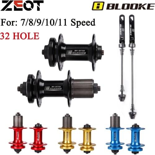 BLOOKE BH-DT100 Bearing Bicycle Hub 32 Hole Disc Brake 7 8 9 10 11 Speed Front Rear MTB Bike Bushing Quick Release Sleeve Cube