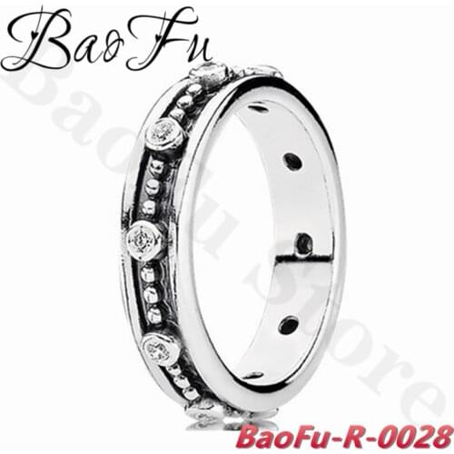 BaoFu Simple Classic 925 Sterling Silver Ring Retro Oxidation Blackening Treatment Ring Suitable for Original Female Jewelry